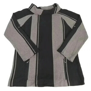 Soft Surroundings cowl neck tunic black/ grey zipper pockets size 1X